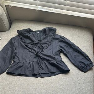 Black Bow Ruffled Blouse